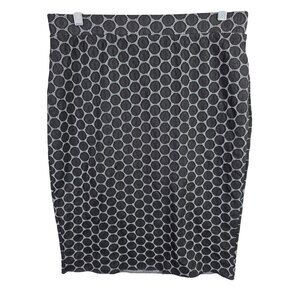 Womens Elle Black & White Dotted Straight Pencil Skirt Polyester Stretch Lined M